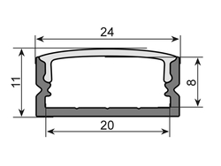 U-Profil 20mm für LED Strip silber 2m
