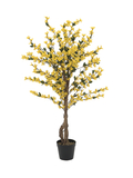 Forsythienbaum mit 3 Stämmen, Kunstpflanze, gelb, 120cm