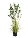 Immergrünstrauch mit Gras, Kunstpflanze, 152 cm
