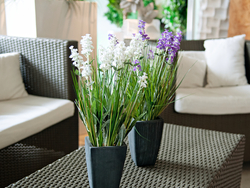 Lavendel, Kunstpflanze, cremefarben, im Dekotopf, 45cm