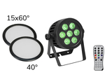 Set LED IP PAR 7x8W QCL Spot + 2x Diffusorscheibe (15x60° und 40°)