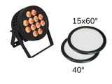 Set LED IP PAR 12x8W QCL Spot + 2x Diffusorscheibe (15x60° und 40°)