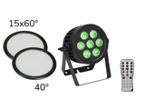 Set LED IP PAR 7x9W SCL Spot + 2x Diffusorscheibe (15x60° und 40°)