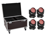Set 4x LED TMH-X4 Moving-Head Wash Zoom + EU Case mit Rollen