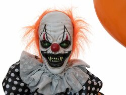 Halloween Figur Clown mit Luftballon, animiert, 166cm