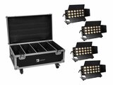 Set 4x LED CLS-18 QCL RGB/WW 18x7W + Flightcase mit Rollen